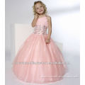 One shoulder beaded ruched pink ball gown skirt custom-made pageant dress flower girl dresses CWFaf4136